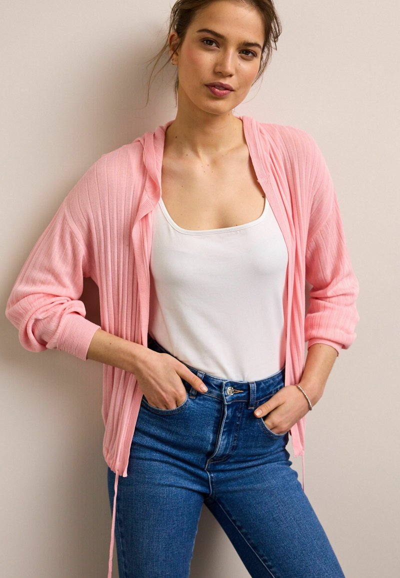 Next HOODED TIE WAIST CARDIGAN Gilet blush pink/rose ZALANDO.FR