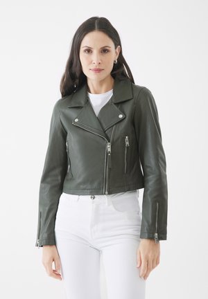 Leren jas - smokey olive