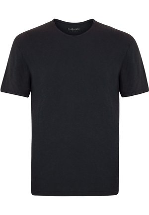 T-shirt noir à manches courtes en coton doux. Caractérisé par un col rond et une coupe décontractée, avec peu de détails et une texture lisse.