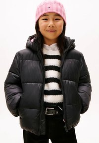 Tommy Hilfiger HOODED SHINY PUFFER UNISEX - Winterjas - black