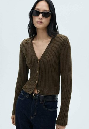 Mango V-NECK - Chaqueta de punto - khaki