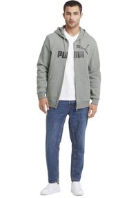 Puma BIG LOGO HOODIE - Mikina na zip - medium gray heather