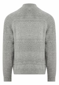 Grauer Wollpullover mit Rundhalsausschnitt, Raglanärmeln und strukturiertem Finish. Bietet eine lockere Passform sowie gerippte Bündchen und Saum.
