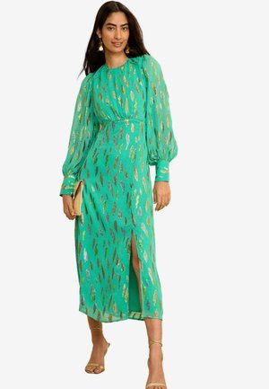 Love & Roses METALLIC LONG SLEEVE ROUND NECK MIDI - REGULAR FIT - Vapaa-ajan mekko - green