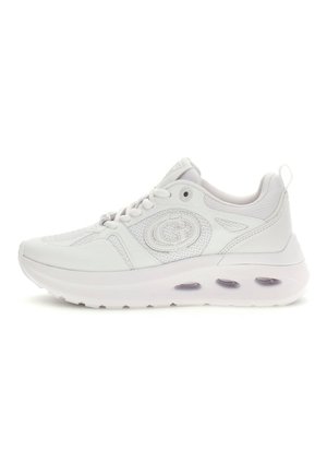 Sneaker atletiche bianche con upper in mesh e sintetico, colletto imbottito, design con lacci, suola ammortizzata e dettagli con ammortizzazione d'aria visibile.