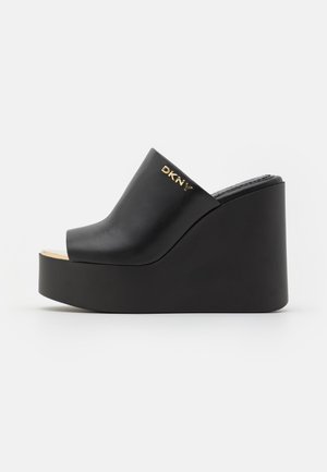 PEN WEDGE MULE - Heeled mules - black