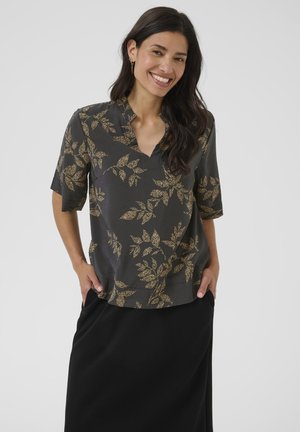 ARIANNA - Blouse - black oyster gray leaf print