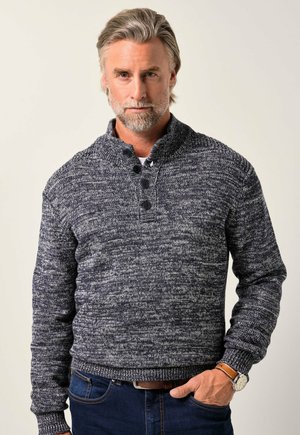 TROYER, MELANGE, KNOPFKRAGEN - Maglione - navy blue