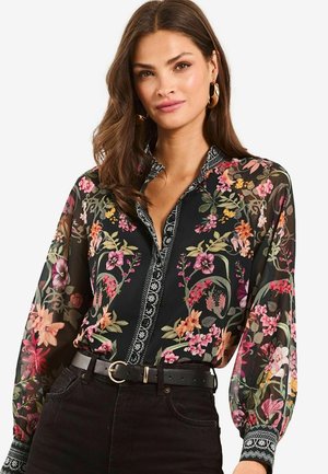 Lipsy REGULAR FIT-LONG SLEEVE GRANDAD COLLAR - Skjortebluser - black