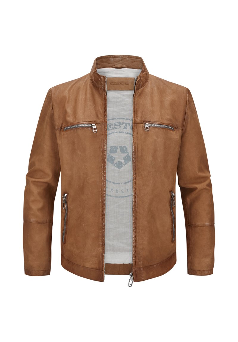 Milestone MSBURLING Lederjacke hell cognac/cognac