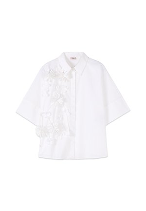 Oltre, CAMICIA MANICHE CORTE CON APPLICAZIONI FLOREALI - Chemisier - bianco