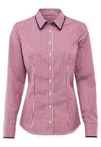 Punavalkoruudullinen nappipaita, jossa on pitkät hihat, terävä kaulus ja tummansiniset korostukset kauluksessa ja kalvoissa. Materiaalina puuvilla.