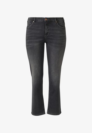 Zwarte denim jeans met een vervaagde look, rechte pasvorm, ontwerp met vijf zakken, knoopsluiting en klassieke stikdetails.