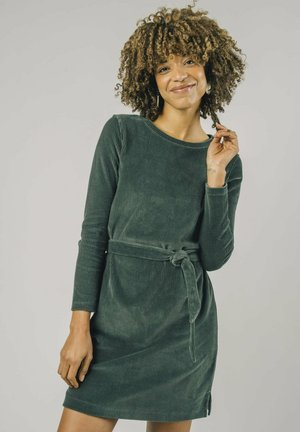CORDUROY BELTED FOREST GREEN - Day dress - green