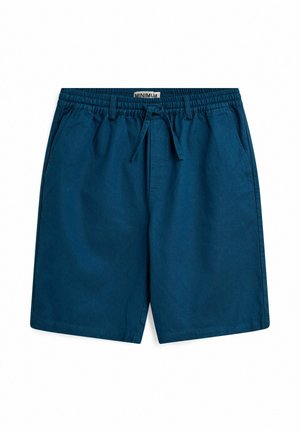 Marineblaue Shorts mit elastischem Bund und Kordelzug. Verfügt über zwei Seitentaschen und einen lockeren, geraden Schnitt. Hergestellt aus leichtem Stoff.