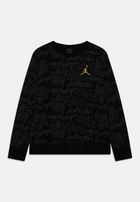 Felpa nera caratterizzata da un motivo testurizzato con la parola "Jordan" in vari stili e dimensioni, con un logo Jumpman dorato sul petto.