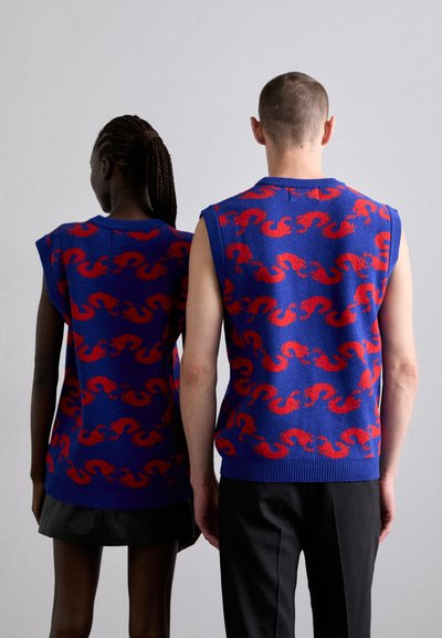 Henrik Vibskov SHRIMPY HORSE VEST UNISEX - Stickad tröja - blue/red