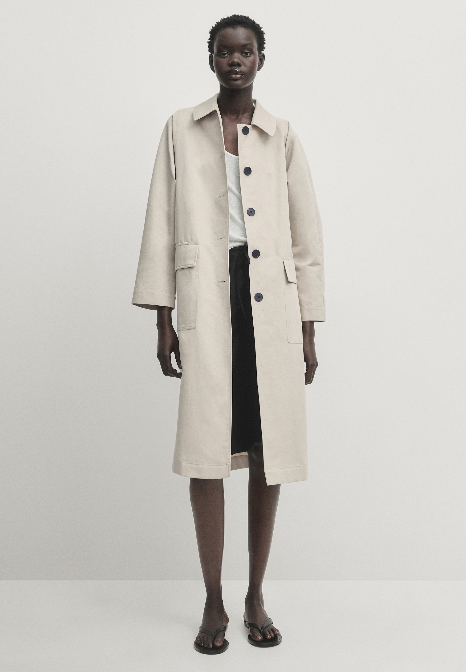 Massimo Dutti WITH BUTTONS - Klassischer Mantel - beige - Zalando.de 