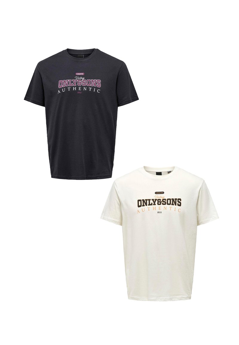 Only & Sons Print T-shirt - weiß dunkelblau