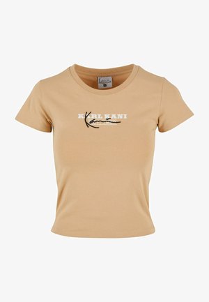 Karl Kani, SMALL SIGNATURE TIGHT - Trükipildiga T-särk - sand