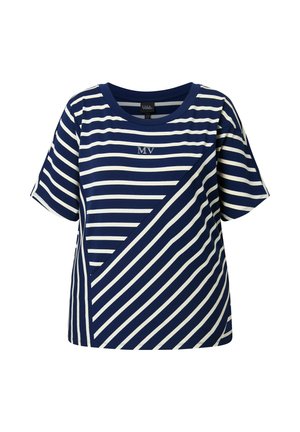 Ulla Popken, T-SHIRT, STREIFENMIX, OVERSIZED, RUNDHALS, HALBARM - T-shirt con stampa - marine