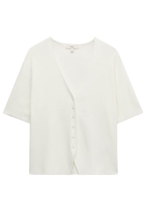 Marks & Spencer, V-NECK BUTTON THROUGH SLIM FIT CARDIGAN. - Chaqueta de punto - soft white