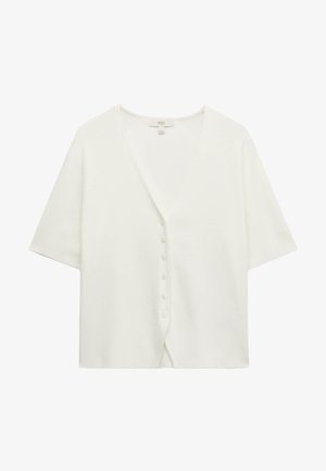 Marks & Spencer, V-NECK BUTTON THROUGH SLIM FIT CARDIGAN. - Vest - soft white