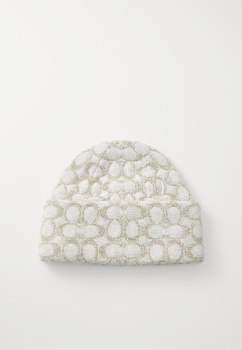 COACH SIGNATURE BEANIE - Σκούφος - chalk