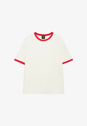 PULL&BEAR, RINGER T-SHIRT WITH CONTRAST RIBBING - T-shirt basique - red