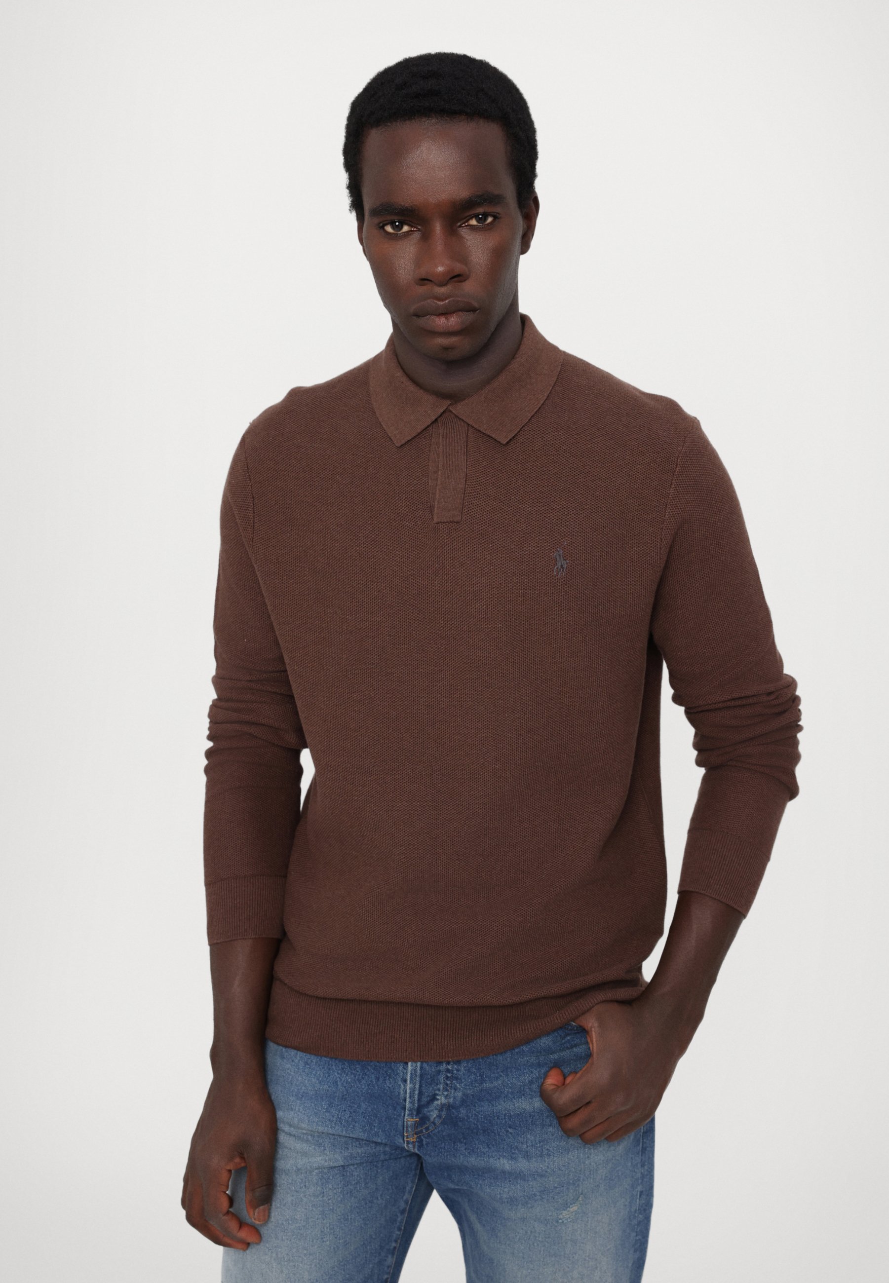 Polo Ralph Lauren LONG SLEEVE - Jumper - dark roast melange/dark