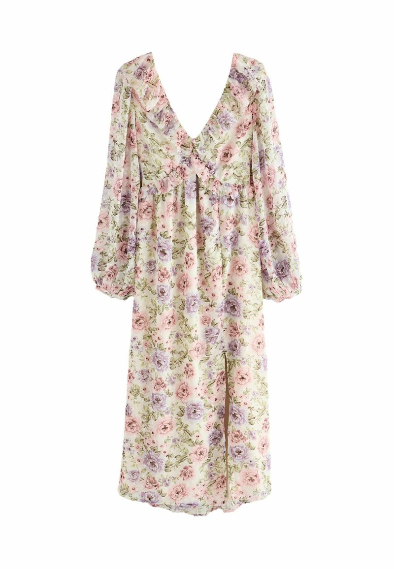 Next Dolga obleka - pink purple vintage floral