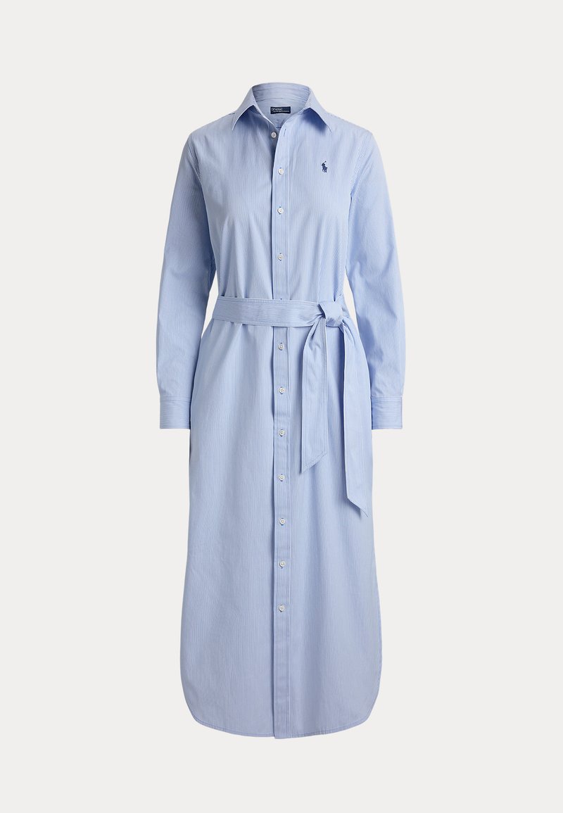 Polo Ralph Lauren BELTED STRIPED COTTON SHIRTDRESS - Shirt dress - medium  blue/white/blue - Zalando.co.uk