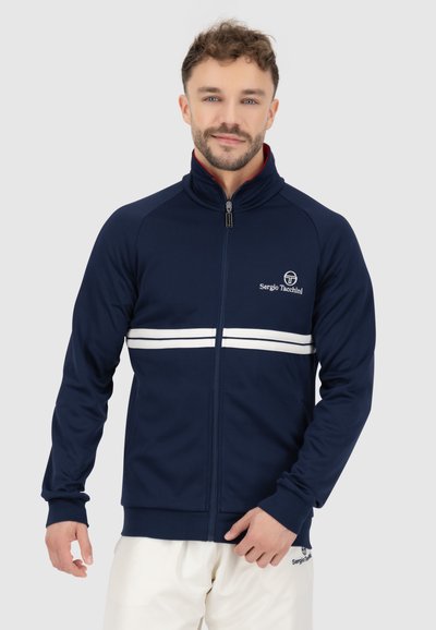 Sergio Tacchini Dallas Pantaloni Da Tracksuit Uomo - Blu Navy/Bianco, Zip Laterali, Nuovi Con Etichette
