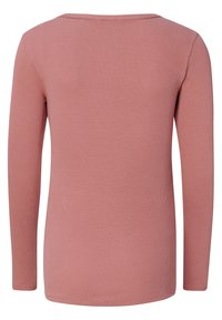 Långärmad topp i dammros, tillverkad av ribbat tyg. Har rund hals och en mjuk yta, med en figurnära passform och ingen synlig hårdvara.