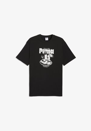 Puma, GRAPHIC RELAXED BREAKFAST TEE - T-Shirt print - black