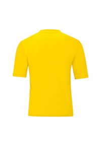 Yellow short-sleeve t-shirt with a crew neck. Smooth texture, no patterns or accents, uniform coloring throughout.
