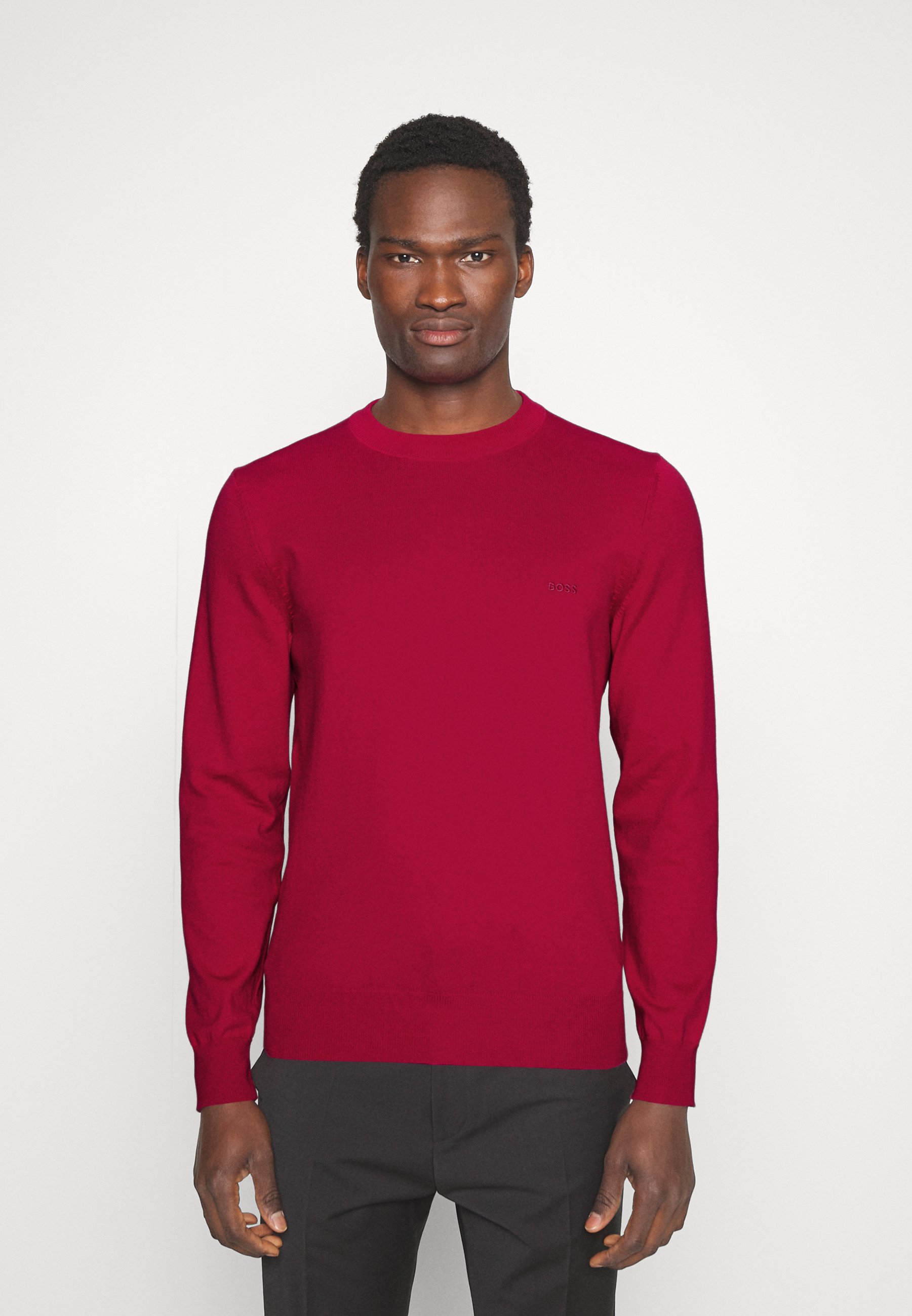 bright red jumper