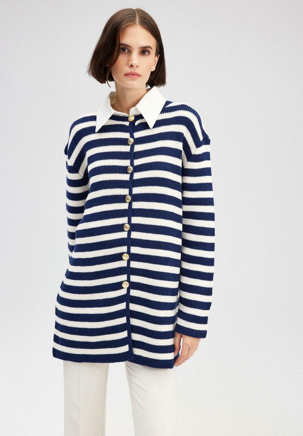 STRIPED WITH GOLD BUTTONS - Strickjacke