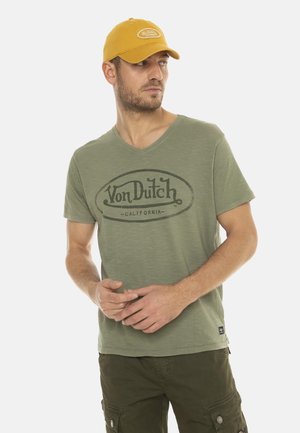 COL V EN AVEC LOGO TYRON - T-shirt imprimé - vert