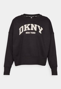 DKNY VARSITY PUFF LOGO SLEEVE - Sweatshirt - black/oat