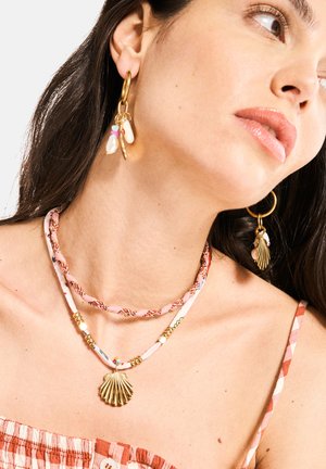 Necklace - gold-rose-red