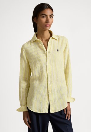 CLASSIC FIT STRIPED LINEN SHIRT - Button-down blouse - yellow/blue/white