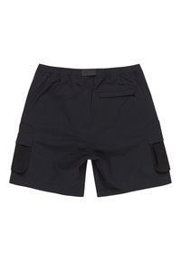 Marine cargoshorts gemaakt van lichtgewicht stof, met twee zijzakken met zwarte flappen, een enkele achterzak en een elastische tailleband.