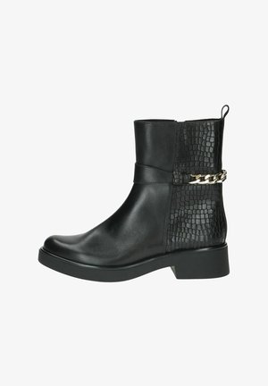 Kovbojská/motorkárska členková čižma - black comb