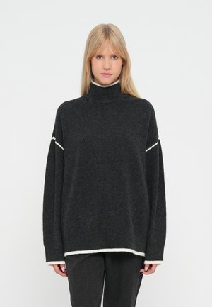 VMFAN HIGHNECK  - Strikkegenser - dark grey melange