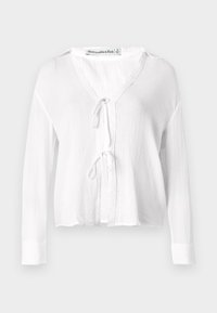 Abercrombie & Fitch Long-Sleeve Oversized Tie-Front Gauzy Shirt - Bluza - brilliant white