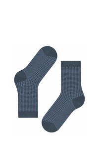 Calze blu scuro con un motivo a griglia testurizzato, caratterizzate da una parte superiore liscia e zone di tallone e punta rinforzate in una tonalità abbinata.