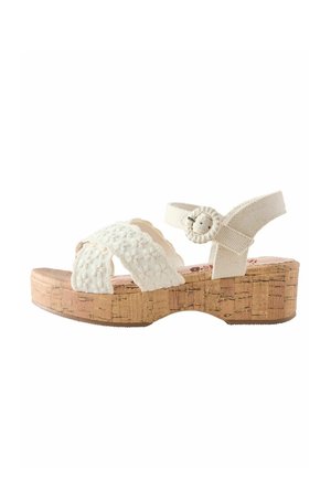 Sandalen met sleehak - white broderie