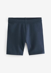 Pantaloni sportivi blu navy realizzati in tessuto elasticizzato. Presentano una cintura elastica ampia e una texture liscia senza motivi o decorazioni visibili.