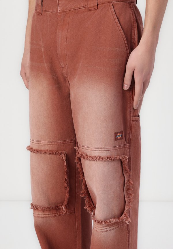 CHINESE NEW YEAR CANVAS DOUBLE KNEE PANTS UNISEX - Trousers - mahogany nin3